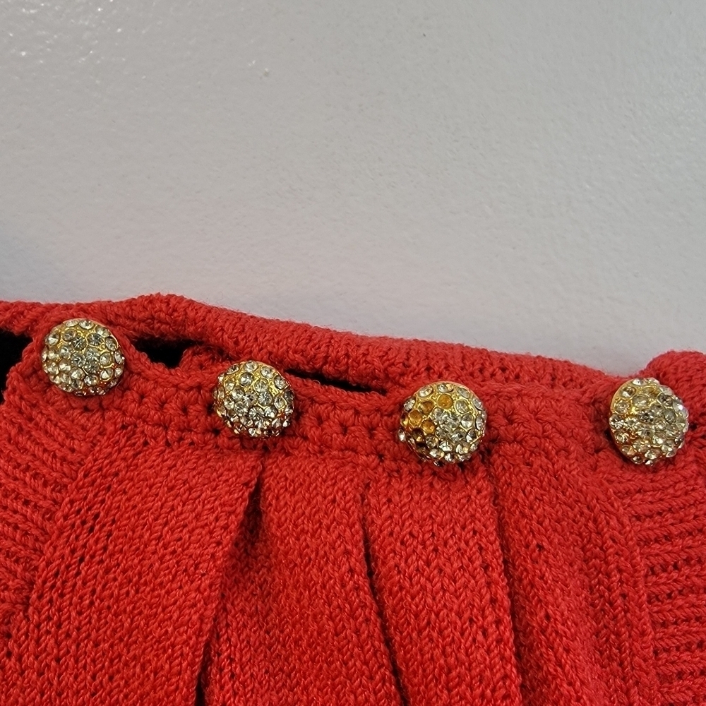 St John by Marie Gray Red Wrap Around Pull Over Sweater M/L - Picture 6 of 6